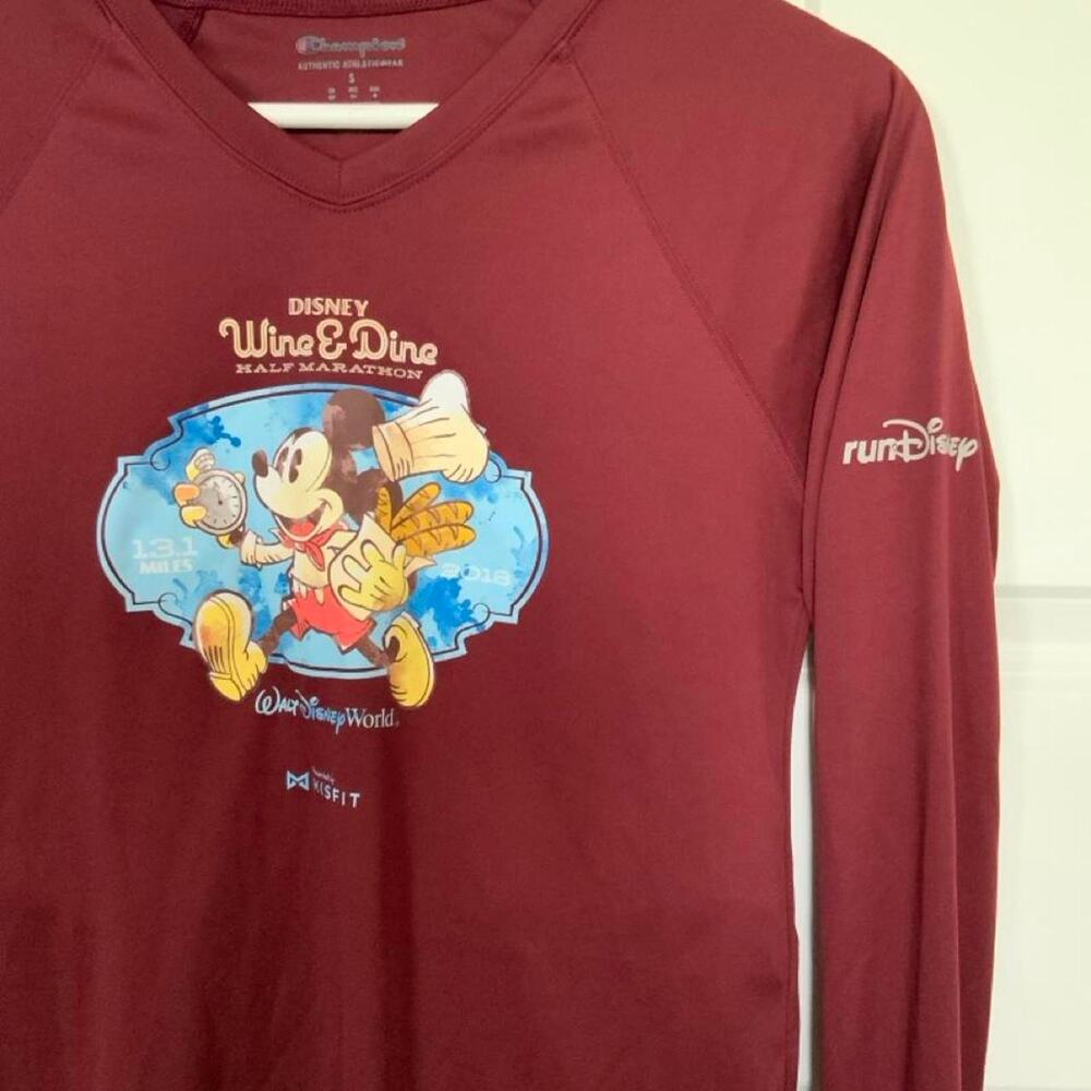 runDisney Women’s 2018 Wine & Dine Half Marathon 2018 LS Shirt, Size S, Burgundy